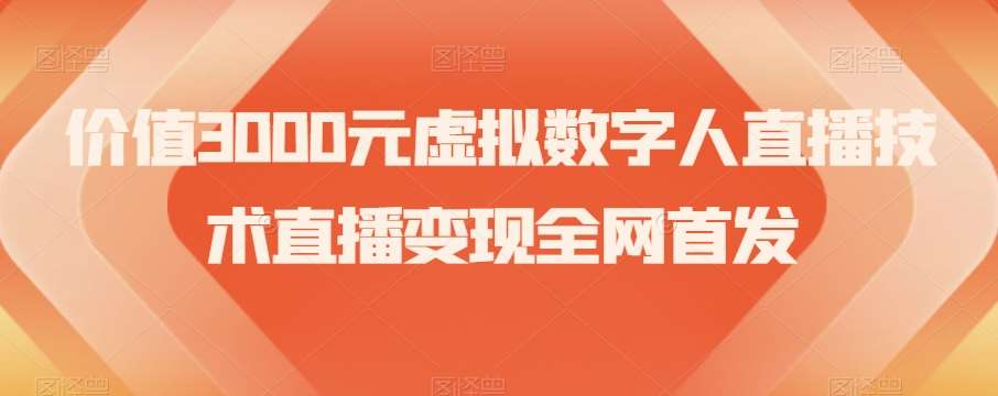 价值3000元虚拟数字人直播技术直播变现全网首发【揭秘】-三石资源库
