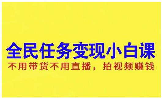 抖音全民任务变现小白课，不用带货不用直播，拍视频就能赚钱-三石淘金网