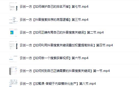 云创一方2022抖音SEO系列课程，教你如何快速上抖音搜索排名第一-三石资源库
