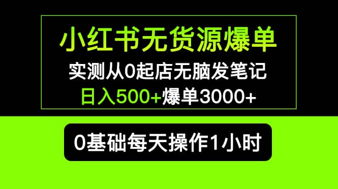小红书无货源爆单 实测从0起店无脑发笔记爆单3000+长期项目可多店-三石资源库