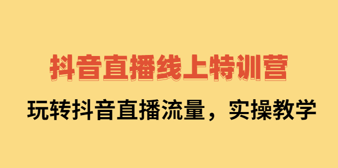 抖音直播线上特训营：玩转抖音直播流量，实操教学-三石淘金网