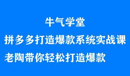 牛气学堂拼多多打造爆款系统实战课，老陶带你轻松打造爆款-三石资源库