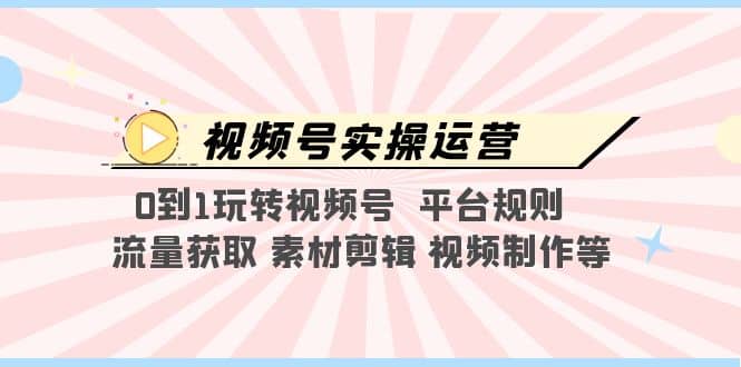 视频号实操运营，0到1玩转视频号 平台规则 流量获取 素材剪辑 视频制作等-三石资源库