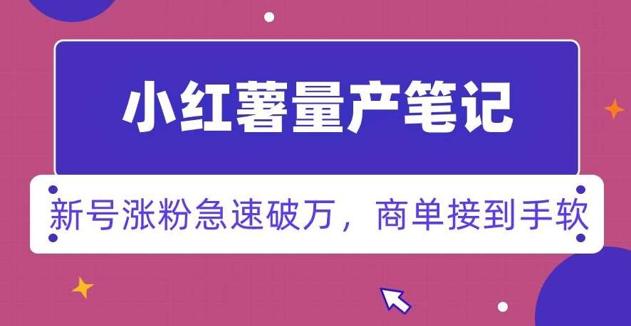 小红书量产笔记，一分种一条笔记，新号涨粉急速破万，新黑马赛道，商单接到手软【揭秘】-三石资源库