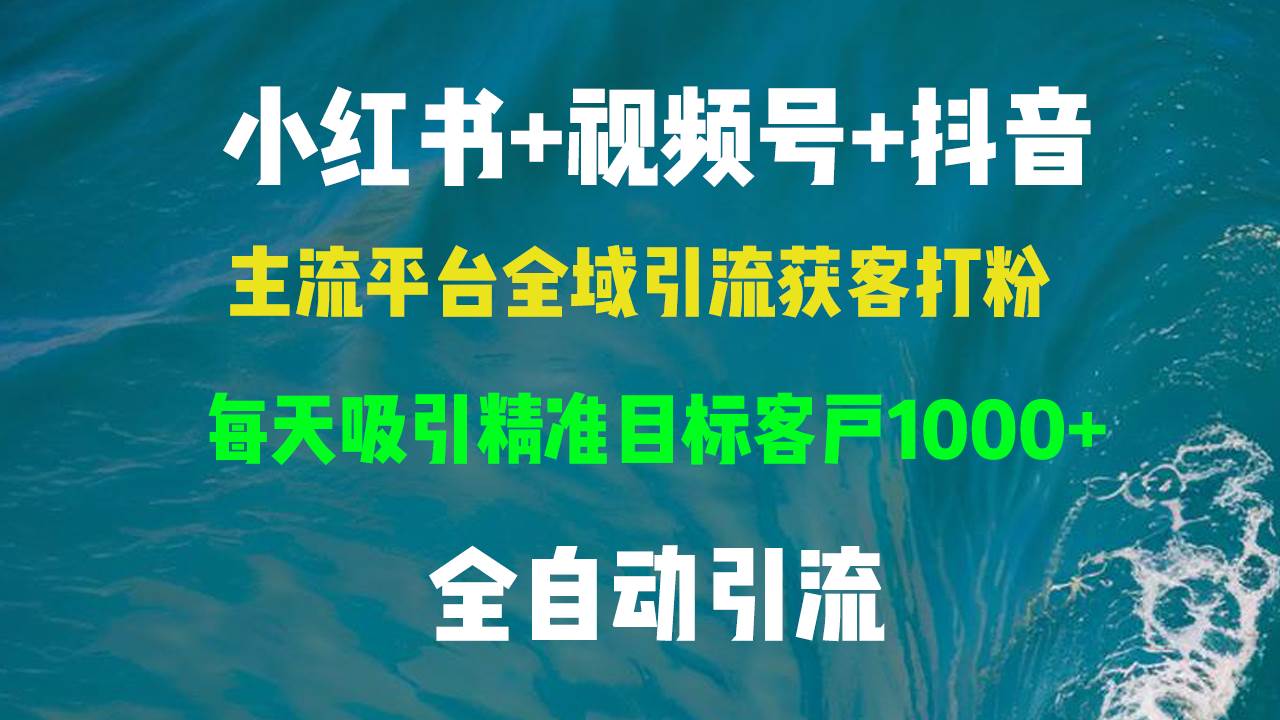 （13104期）小红书，视频号，抖音主流平台全域引流获客打粉，每天吸引精准目标客户…-三石资源库