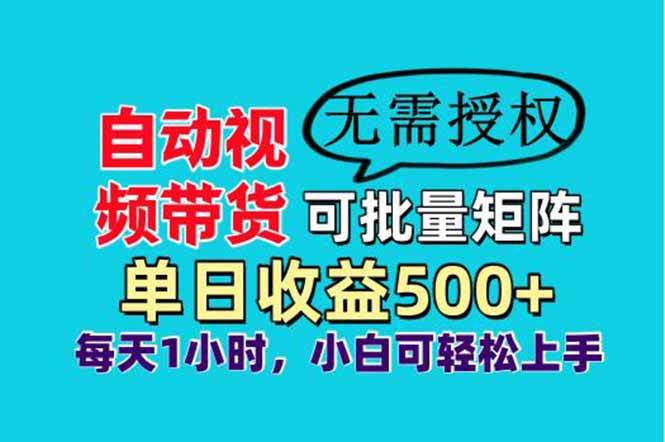 （14229期）自动视频带货，可批量矩阵，单日收益500+、轻松实现睡后收益，小白可…-三石淘金网