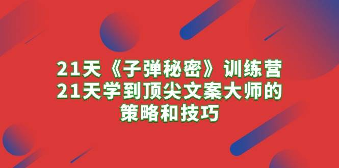 （10210期）21天《子弹秘密》训练营，21天学到顶尖文案大师的策略和技巧-三石资源库