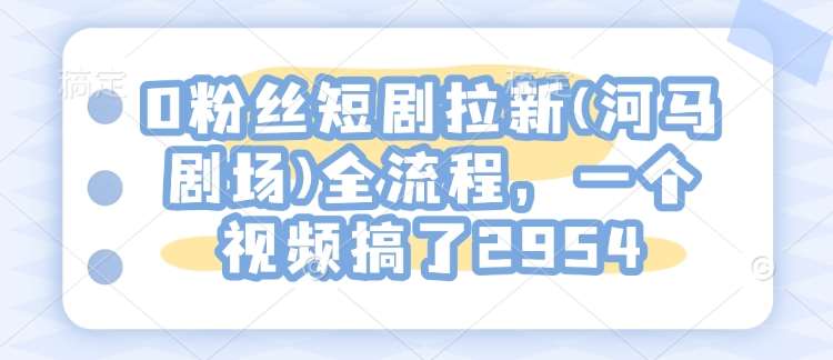 0粉丝短剧拉新(河马剧场)全流程，一个视频搞了2954-三石资源库