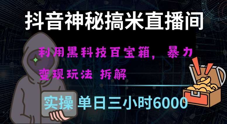抖音神秘直播间黑科技日入四位数及格暴力项目全方位解读【揭秘】-三石淘金网