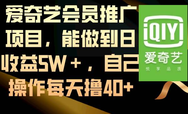 （8663期）爱奇艺会员推广项目，能做到日收益5W＋，自己操作每天撸40+-三石资源库
