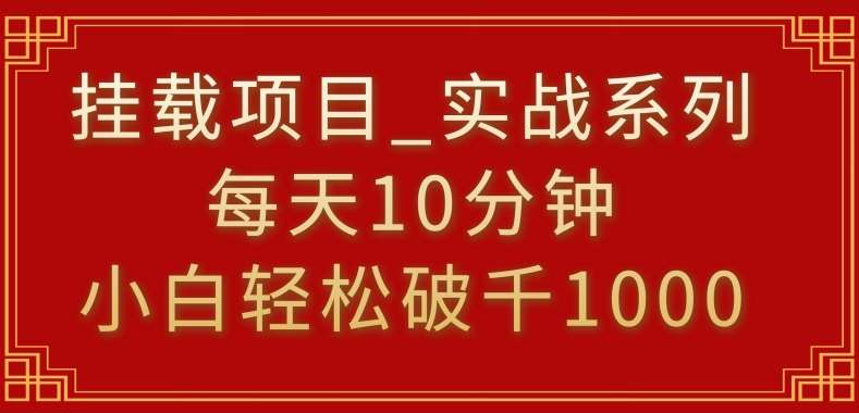 挂载项目，小白轻松破1000，每天10分钟，实战系列保姆级教程【揭秘】-三石资源库