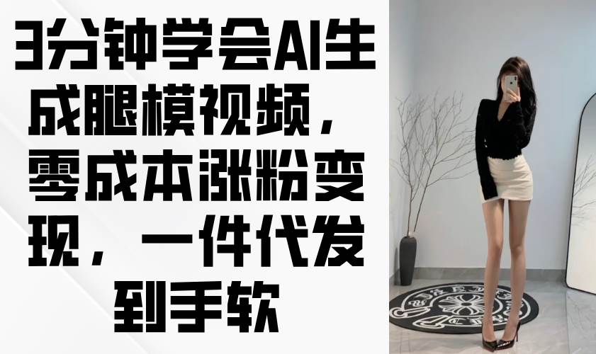 （14537期）3分钟学会AI生成腿模视频，零成本涨粉变现，一件代发到手软-三石淘金网