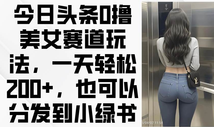 （14393期）今日头条0撸美女赛道玩法，一天轻松200+，也可以分发到小绿书-三石资源库
