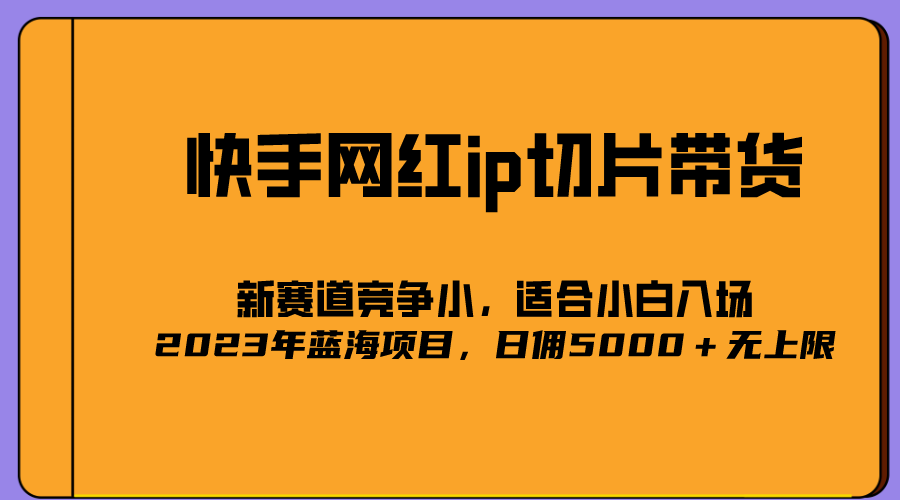 2023爆火的快手网红IP切片，号称日佣5000＋的蓝海项目，二驴的独家授权-三石资源库
