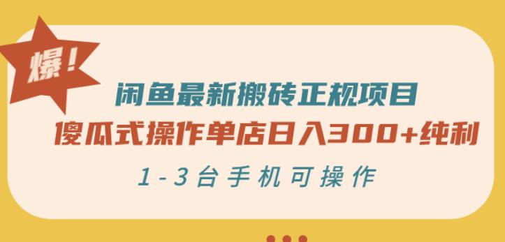 闲鱼最新搬砖正规项目：傻瓜式操作单店日入300+纯利，1-3台手机可操作-三石资源库