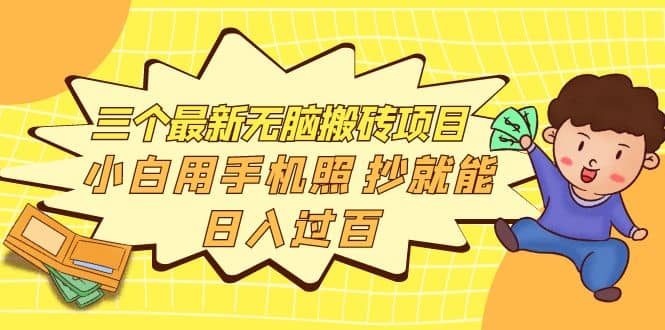 三个最新无脑搬砖项目，小白用手机照抄就能日入过百-三石资源库