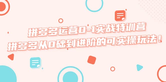 拼多多运营0-1实战特训营，拼多多从0础到进阶的可实操玩法-三石淘金网