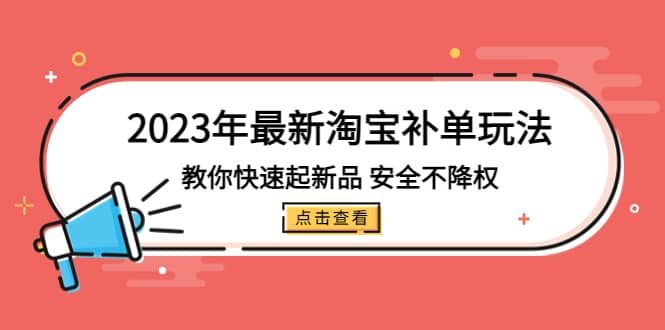 2023年最新淘宝补单玩法，教你快速起·新品，安全·不降权（18课时）-三石资源库