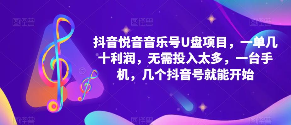 抖音音乐号U盘项目 一单几十利润 无需投入太多 一台手机 几个抖音号就开始-三石资源库