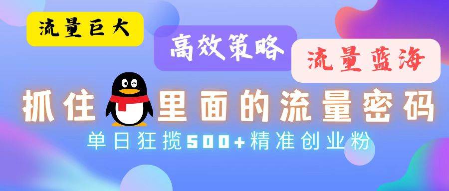 （13068期）流量蓝海，抓住QQ里面的流量密码！高效策略，单日狂揽500+精准创业粉-三石资源库