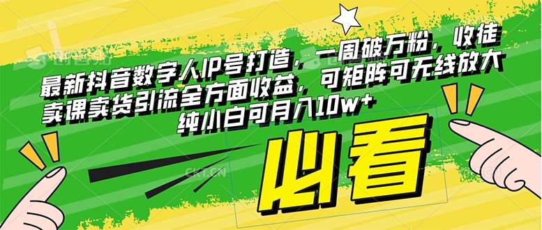 （8100期）最新抖音数字人IP号打造，一周破万粉，收徒卖课卖货引流全方面收益，可…-三石资源库