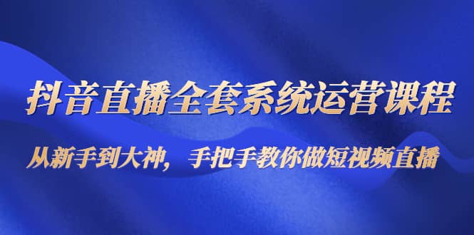 抖音直播全套系统运营课程：从新手到大神，手把手教你做直播短视频-三石资源库