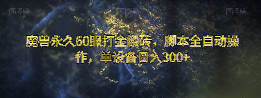 魔兽永久60服打金搬砖，脚本全自动操作，单设备日入300+【揭秘】-三石资源库