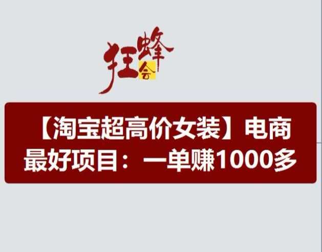 淘宝超高价女装项目，电商最好赛道，一单赚1000多-三石淘金网