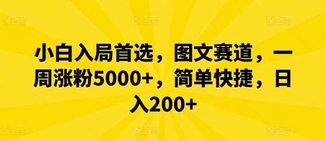 小白入局首选，图文赛道，一周涨粉5000+，简单快捷，日入200+-三石资源库