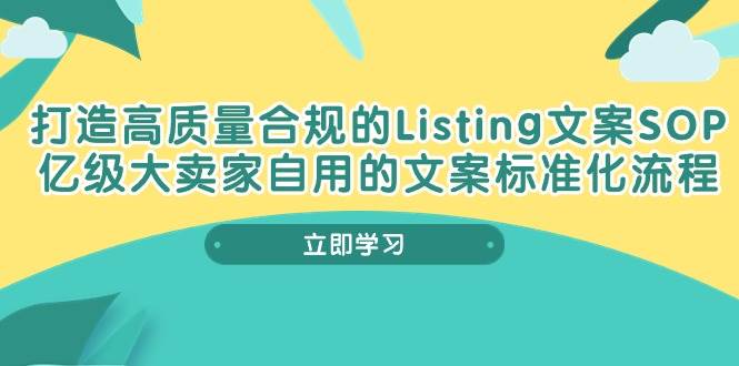 （10585期）打造高质量合规Listing文案SOP，亿级大卖家自用的文案标准化流程-三石资源库