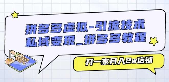 拼多多虚拟-引流技术与私域变现_拼多多教程：开一家月入2w店铺-三石淘金网