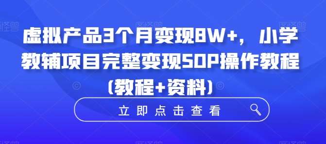 虚拟产品3个月变现8W+，小学教辅项目完整变现SOP操作教程(教程+资料)-三石资源库