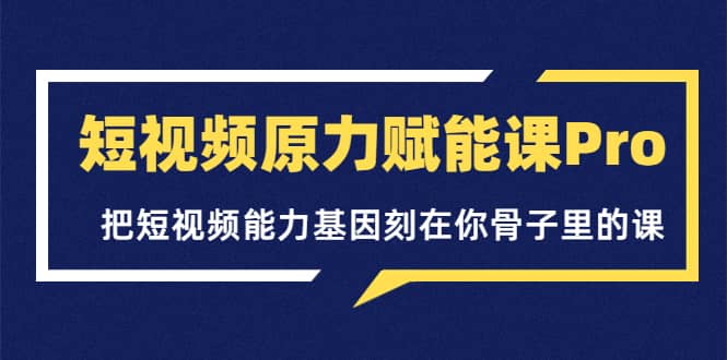 短视频原力赋能课Pro，把短视频能力基因刻在你骨子里的课（价值4999元）-三石淘金网