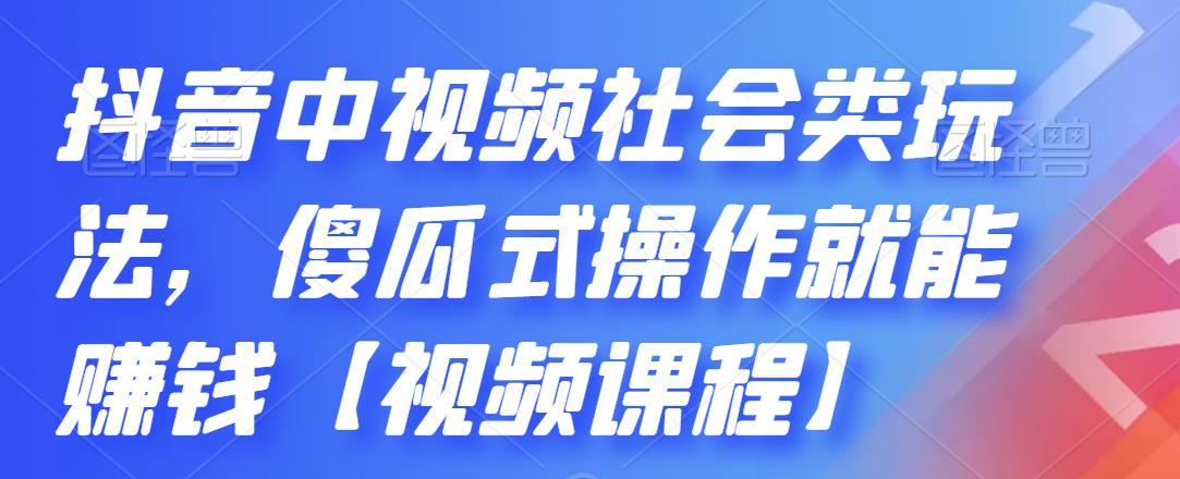 抖音中视频社会类玩法，傻瓜式操作就能赚钱【视频课程】-三石淘金网