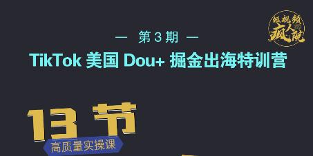 TikTok美国Dou+掘金出海特训营，美国dou+成功投放95%-三石资源库