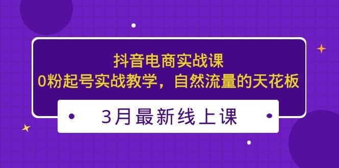 3月最新抖音电商实战课：0粉起号实战教学，自然流量的天花板-三石资源库