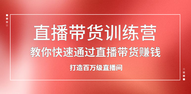 直播带货训练营，教你快速通过直播带货赚钱，打造百万级直播间-三石资源库