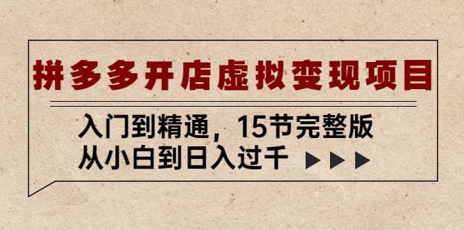 拼多多开店虚拟变现项目：入门到精通（15节完整版）-三石资源库