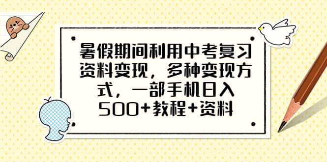 暑假期间利用中考复习资料变现,多种变现方式,一部手机日入500+教程+资料-三石资源库