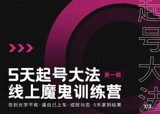 五天起号魔鬼训练营，告别光学不练，逼自己上车，成败与否，5天拿到结果-三石资源库
