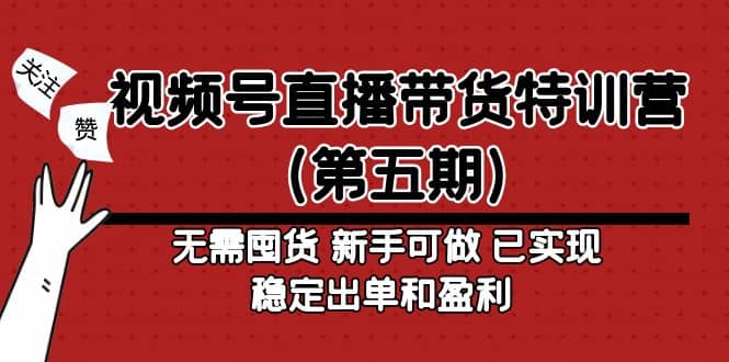 视频号直播带货特训营（第五期）无需囤货 新手可做 已实现稳定出单和盈利-三石资源库