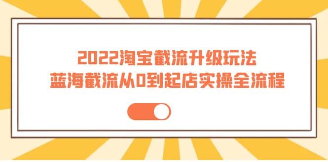 2022淘宝截流升级玩法：蓝海截流从0到起店实操全流程 价值千元-三石资源库