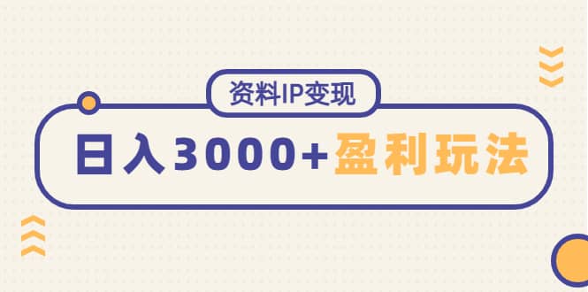 资料IP变现，持续性盈利玩法-三石资源库