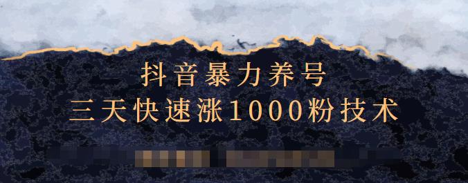 抖音暴力养号，三天快速涨1000粉技术【视频课程】-三石资源库