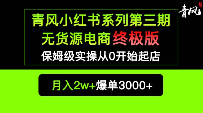 小红书无货源电商爆单终极版【视频教程+实战手册】保姆级实操从0起店爆单-三石资源库