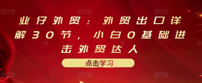 业仔外贸：外贸出口详解30节，小白0基础进击外贸达人 价值666元-三石资源库