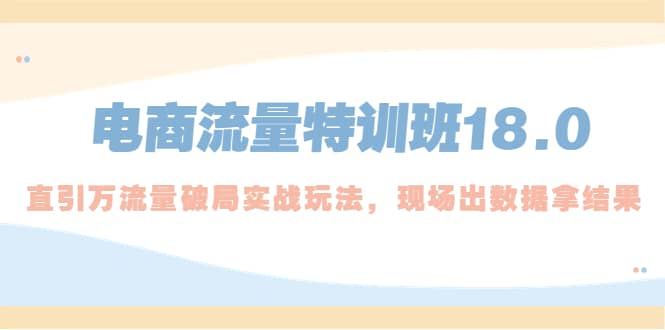 电商流量特训班18.0，直引万流量破局实操玩法，现场出数据拿结果-三石资源库