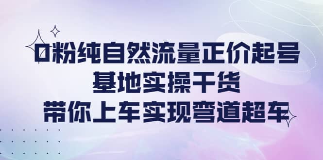 0粉纯自然流量正价起号基地实操干货，带你上车实现弯道超车-三石资源库