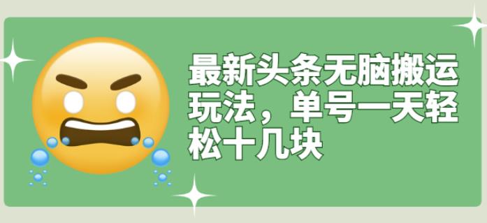 最新头条无脑搬运玩法，单号一天轻松十几块【视频教程+搬运软件】-三石淘金网