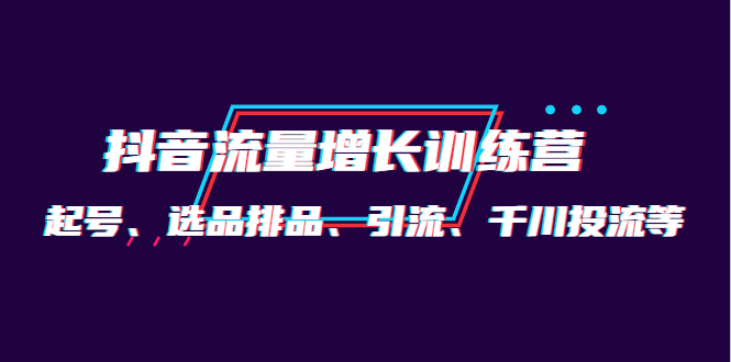 月销1.6亿实操团队·抖音流量增长训练营：起号、选品排品、引流 千川投流等-三石资源库